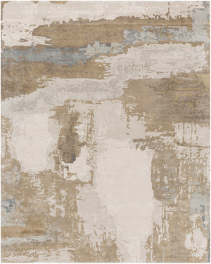 Kavita KVT-2300 Modern Viscose, Wool Rug KVT2300-810 Khaki, Ivory, Medium Gray, Pale Blue, Tan, Light Gray 50% Viscose, 50% Wool 8' x 10'