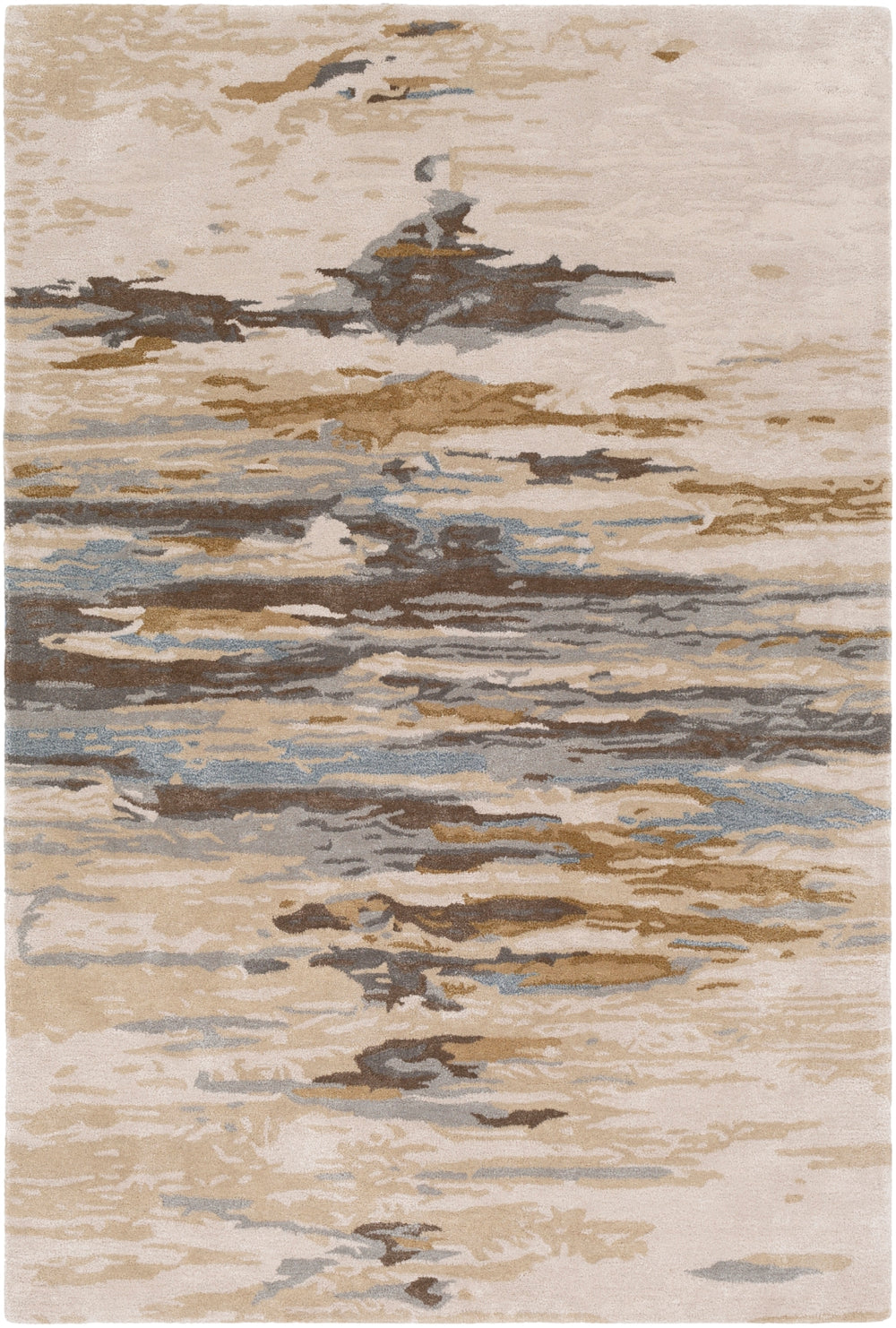 Kavita KVT-2301 Modern Viscose, Wool Rug KVT2301-81012 Beige, Medium Gray, Camel, Tan, Dark Brown, Denim 50% Viscose, 50% Wool 8'10" x 12'