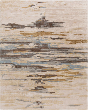 Kavita KVT-2301 Modern Viscose, Wool Rug KVT2301-810 Beige, Medium Gray, Camel, Tan, Dark Brown, Denim 50% Viscose, 50% Wool 8' x 10'