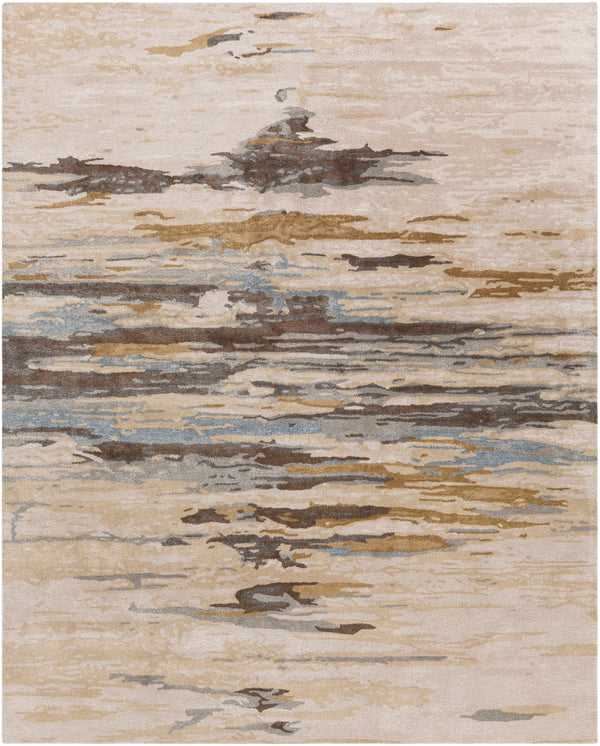Kavita KVT-2301 Modern Viscose, Wool Rug KVT2301-810 Beige, Medium Gray, Camel, Tan, Dark Brown, Denim 50% Viscose, 50% Wool 8' x 10'