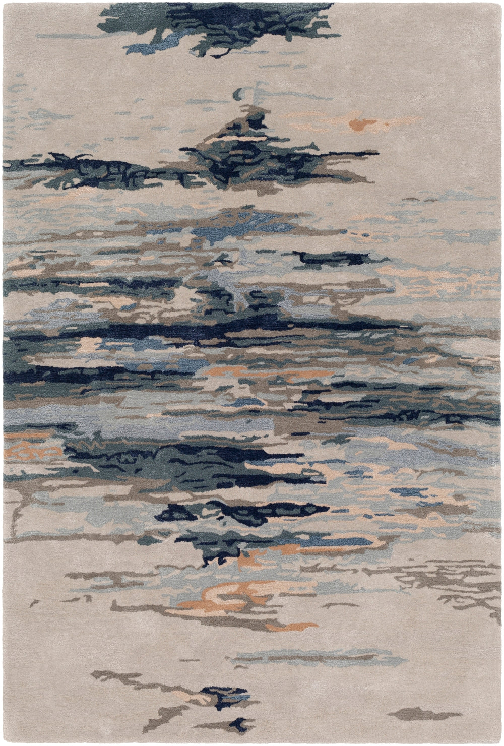 Kavita KVT-2302 Modern Viscose, Wool Rug KVT2302-81012 Taupe, Navy, Dark Green, Denim, Dark Brown, Blush, Khaki, Burnt Orange 50% Viscose, 50% Wool 8'10" x 12'