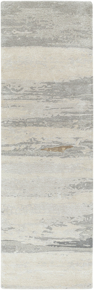 Kavita KVT-2303 Modern Viscose, Wool Rug KVT2303-268 Light Gray, Ivory, Medium Gray, Charcoal, Tan, Camel 50% Viscose, 50% Wool 2'6" x 8'