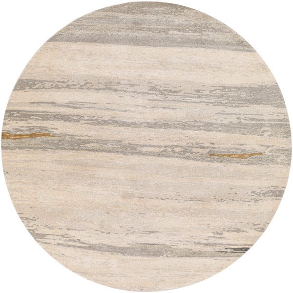 Kavita KVT-2303 Modern Viscose, Wool Rug KVT2303-8RD Light Gray, Ivory, Medium Gray, Charcoal, Tan, Camel 50% Viscose, 50% Wool 8' Round
