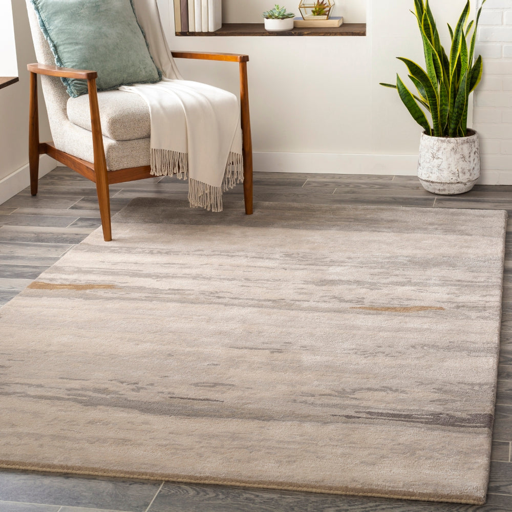 Kavita KVT-2303 Modern Viscose, Wool Rug KVT2303-81012 Light Gray, Ivory, Medium Gray, Charcoal, Tan, Camel 50% Viscose, 50% Wool 8'10" x 12'