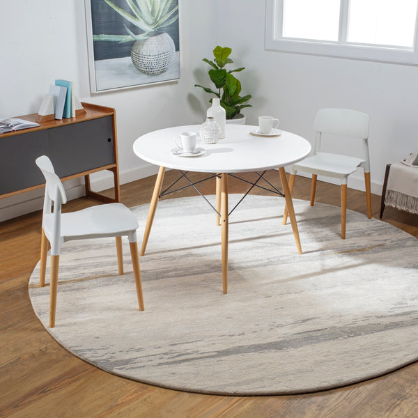 Kavita KVT-2303 Modern Viscose, Wool Rug KVT2303-8RD Light Gray, Ivory, Medium Gray, Charcoal, Tan, Camel 50% Viscose, 50% Wool 8' Round