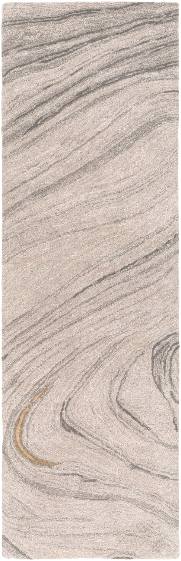 Kavita KVT-2304 Modern Viscose, Wool Rug KVT2304-268 Light Gray, Ivory, Medium Gray, Charcoal, Tan, Camel 50% Viscose, 50% Wool 2'6" x 8'