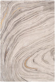 Kavita KVT-2304 Modern Viscose, Wool Rug KVT2304-81012 Light Gray, Ivory, Medium Gray, Charcoal, Tan, Camel 50% Viscose, 50% Wool 8'10" x 12'