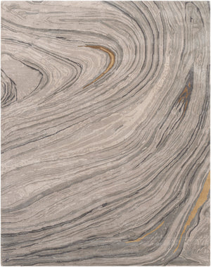 Kavita KVT-2304 Modern Viscose, Wool Rug KVT2304-810 Light Gray, Ivory, Medium Gray, Charcoal, Tan, Camel 50% Viscose, 50% Wool 8' x 10'