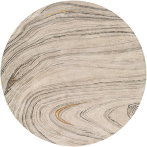 Kavita KVT-2304 Modern Viscose, Wool Rug KVT2304-8RD Light Gray, Ivory, Medium Gray, Charcoal, Tan, Camel 50% Viscose, 50% Wool 8' Round