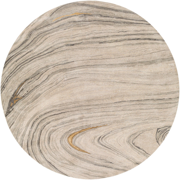 Kavita KVT-2304 Modern Viscose, Wool Rug KVT2304-8RD Light Gray, Ivory, Medium Gray, Charcoal, Tan, Camel 50% Viscose, 50% Wool 8' Round