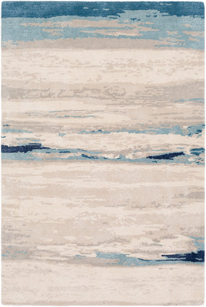 Kavita KVT-2306 Modern Viscose, Wool Rug KVT2306-8RD Taupe, Ivory, Medium Gray, Navy, Aqua, Dark Blue 50% Viscose, 50% Wool 8' Round