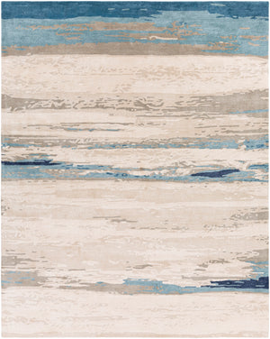 Kavita KVT-2306 Modern Viscose, Wool Rug KVT2306-810 Taupe, Ivory, Medium Gray, Navy, Aqua, Dark Blue 50% Viscose, 50% Wool 8' x 10'