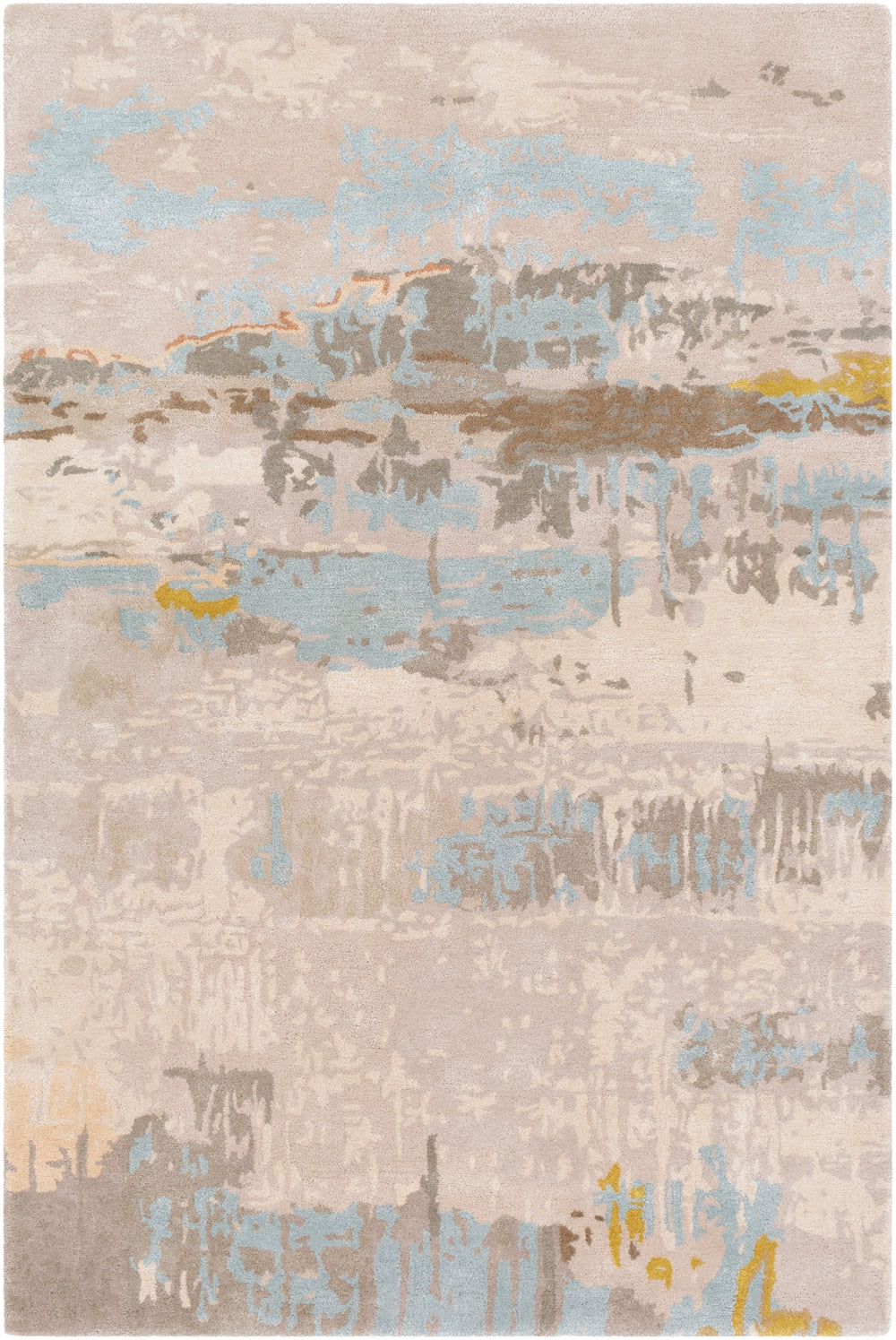 Kavita KVT-2307 Modern Viscose, Wool Rug KVT2307-81012 Taupe, Khaki, Medium Gray, Dark Brown, Lime, Beige, Aqua 50% Viscose, 50% Wool 8'10" x 12'