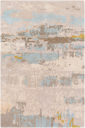 Kavita KVT-2307 Modern Viscose, Wool Rug KVT2307-81012 Taupe, Khaki, Medium Gray, Dark Brown, Lime, Beige, Aqua 50% Viscose, 50% Wool 8'10" x 12'