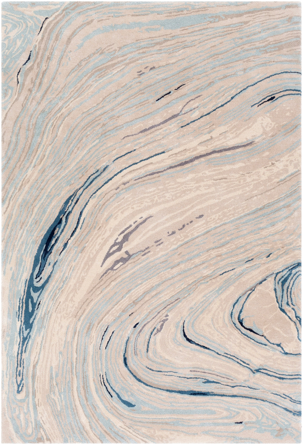Kavita KVT-2308 Modern Viscose, Wool Rug KVT2308-81012 Taupe, Ivory, Medium Gray, Navy, Aqua, Dark Blue 50% Viscose, 50% Wool 8'10" x 12'