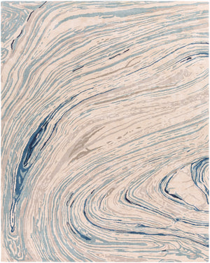Kavita KVT-2308 Modern Viscose, Wool Rug KVT2308-810 Taupe, Ivory, Medium Gray, Navy, Aqua, Dark Blue 50% Viscose, 50% Wool 8' x 10'