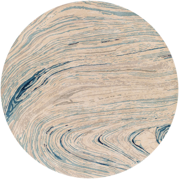 Kavita KVT-2308 Modern Viscose, Wool Rug KVT2308-8RD Taupe, Ivory, Medium Gray, Navy, Aqua, Dark Blue 50% Viscose, 50% Wool 8' Round