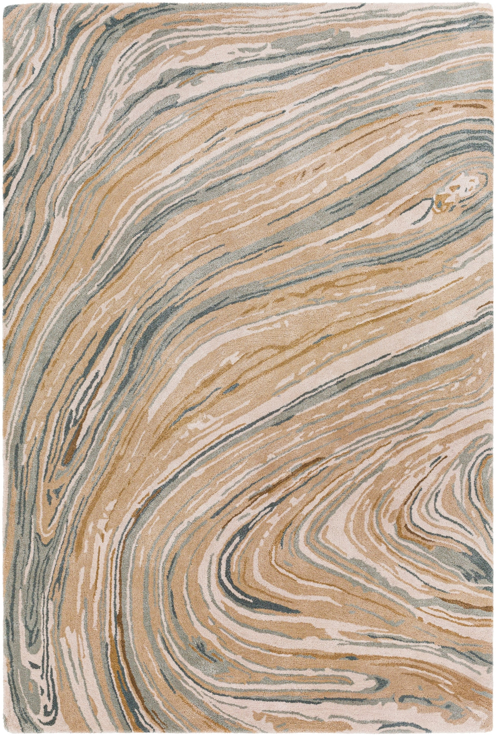 Kavita KVT-2309 Modern Viscose, Wool Rug KVT2309-8RD Camel, Beige, Cream, Teal, Sage 50% Viscose, 50% Wool 8' Round