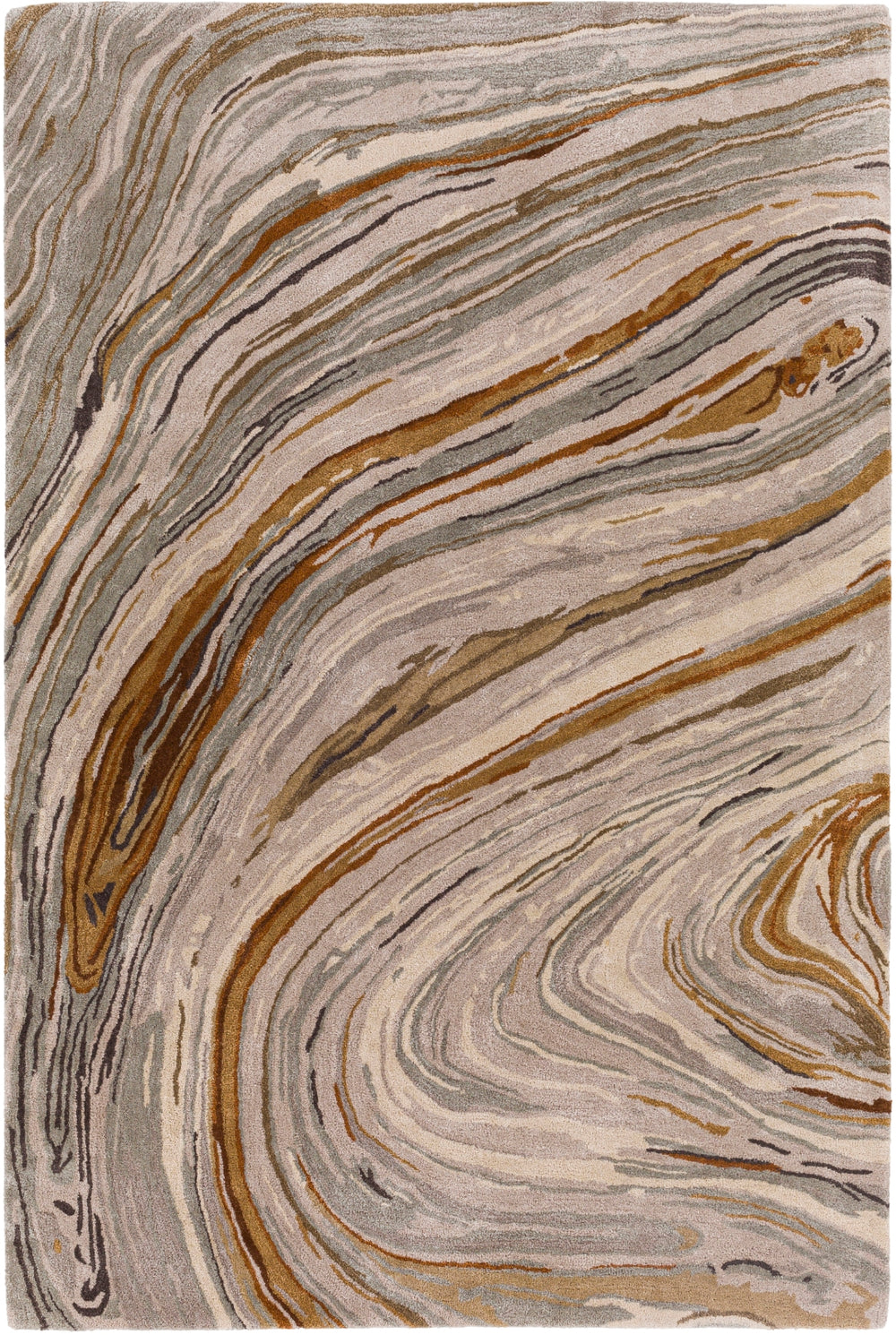 Kavita KVT-2311 Modern Viscose, Wool Rug KVT2311-8RD Charcoal, Dark Brown, Burnt Orange, Medium Gray, Light Gray, Camel, Beige 50% Viscose, 50% Wool 8' Round