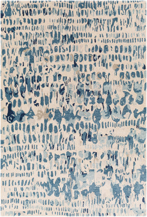 Kavita KVT-2316 Modern Viscose, Wool Rug KVT2316-8RD Navy, Denim, Medium Gray, Light Gray, Beige 50% Viscose, 50% Wool 8' Round