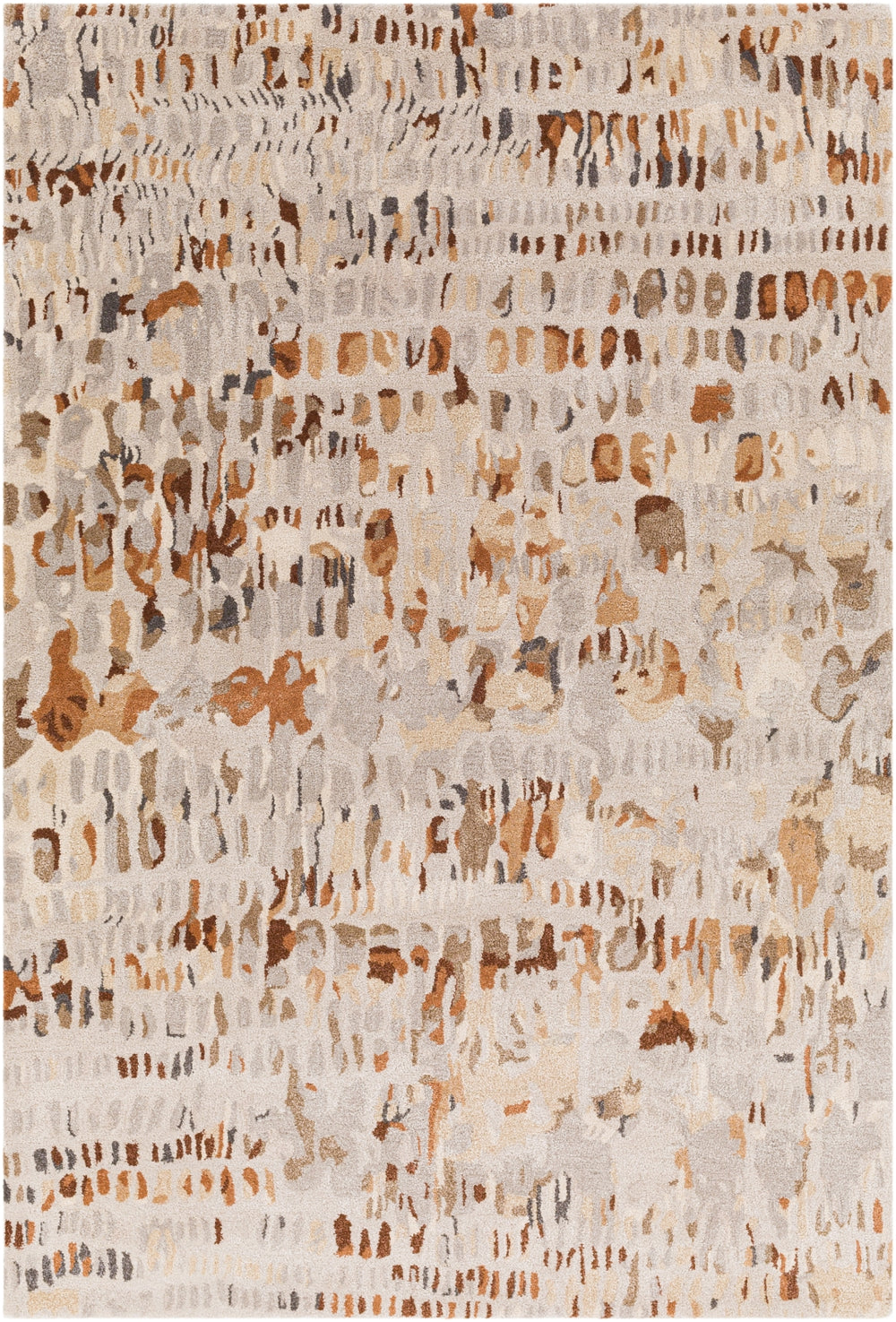 Kavita KVT-2318 Modern Viscose, Wool Rug KVT2318-8RD Dark Brown, Tan, Camel, Medium Gray, Taupe, Light Gray, Charcoal, Beige 50% Viscose, 50% Wool 8' Round