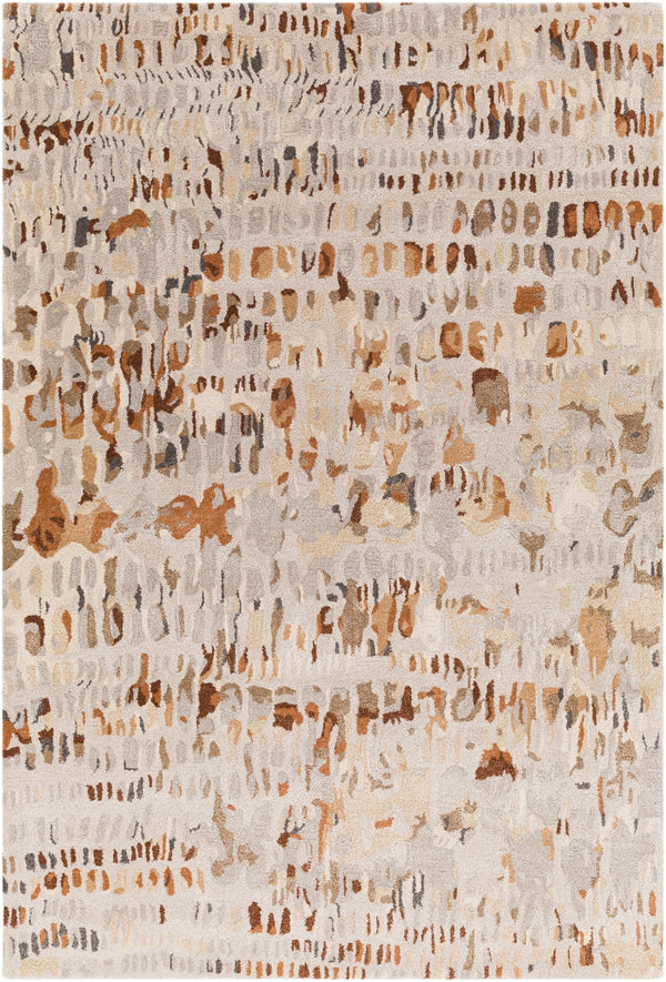 Kavita KVT-2318 Modern Viscose, Wool Rug KVT2318-8RD Dark Brown, Tan, Camel, Medium Gray, Taupe, Light Gray, Charcoal, Beige 50% Viscose, 50% Wool 8' Round