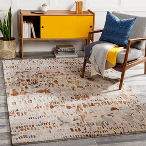 Kavita KVT-2318 Modern Viscose, Wool Rug KVT2318-8RD Dark Brown, Tan, Camel, Medium Gray, Taupe, Light Gray, Charcoal, Beige 50% Viscose, 50% Wool 8' Round