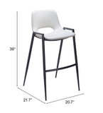 English Elm EE2703 100% Polyurethane, Plywood, Steel Modern Commercial Grade Bar Chair Set - Set of 2 White, Black 100% Polyurethane, Plywood, Steel