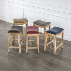 Elmo Bonded Leather Counter Stool - Vintage Dark Brown