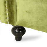 Bowie Modern Glam Velvet 3 Seater Sofa, Sage and Dark Brown Noble House