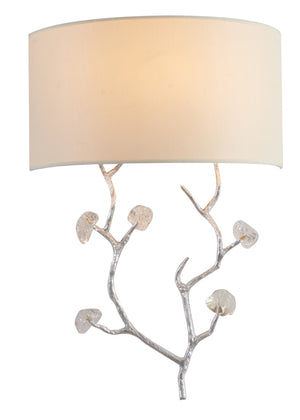 Bethel Silver Wall Sconce in Metal & Glass & Fabric