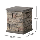 Chesney Outdoor 56" Rectangular Light Weight Concrete Fire Pit - 50,000 BTU, Mixed Brown Noble House