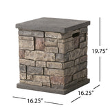 Chesney Outdoor 32" Round Light Weight Concrete Fire Pit - 40,000 BTU, Mixed Brown Noble House