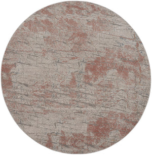 Nourison Rustic Textures RUS15 Painterly Machine Made Power-loomed Indoor Area Rug Light Grey/Rust 7'10" x round 99446836151