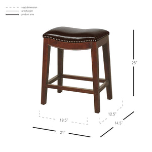 Elmo Bonded Leather Counter Stool - Saddle Brown