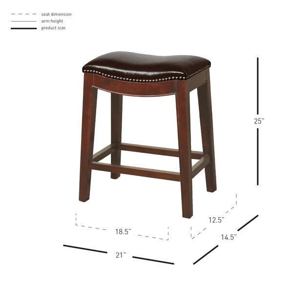 Elmo Bonded Leather Counter Stool - Saddle Brown