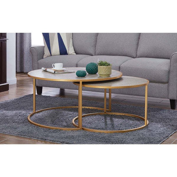 Anza Faux Shagreen Nesting Coffee Table Set of 2 Chronicle Gray