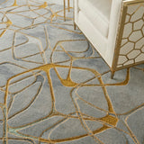 Nourison Symmetry SMM05 Eclectic Handmade Tufted Indoor Area Rug Grey/Yellow 7'9" x 9'9" 99446495907