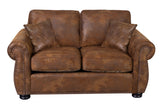 Porter Designs Hunter Wildlife Pattern Reversible to Leather-Look Transitional Loveseat Brown 01-33C-02-8020