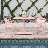 Santa Monica Outdoor Matte Coral Finished Iron Bistro Set Noble House