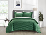 Wafa Green King 3pc Quilt Set