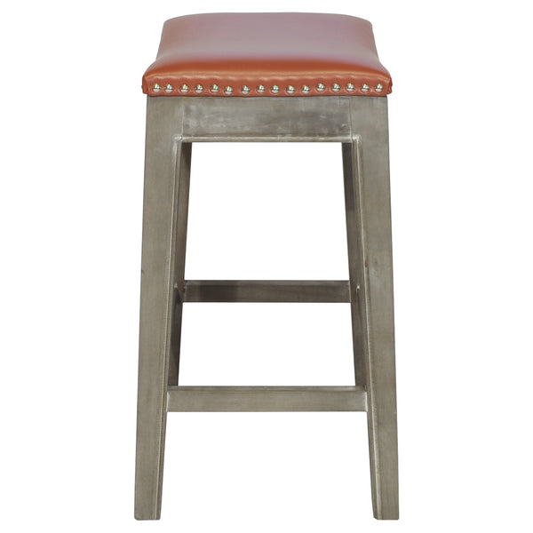 Elmo Bonded Leather Counter Stool Pumpkin, Red, Mystique Gray Legs 198625B-8141KD New Pacific Direct