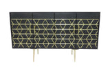 Porter Designs Zigzag Solid Handcarved Wood Transitional Sideboard Black 07-125-06-02615