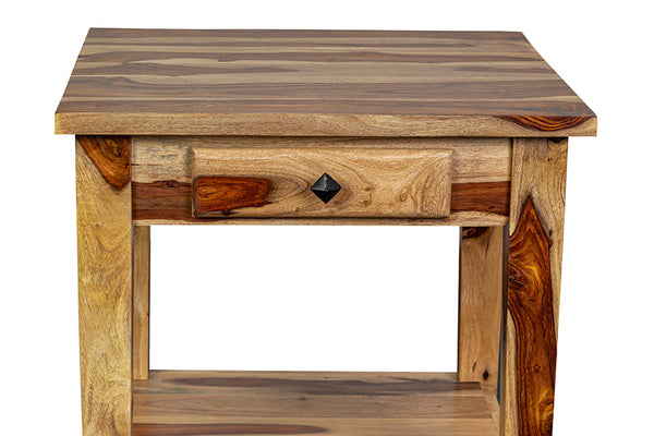 Porter Designs Taos Solid Sheesham Wood Natural End Table Natural 05-196-24-9010N