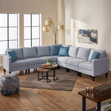 Zahra 7 Piece Light Grey Fabric Sectional Couch