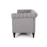 Barneyville Traditional Chesterfield Sofa with Tufted Cushions, Gray and Black Noble House