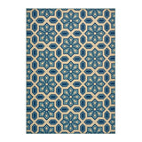 Noble House Tegan Indoor/ Outdoor Geometric 8 x 11 Area Rug, Ivory and Blue