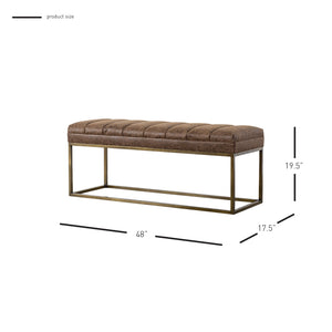 Darius Elegant Leatherette Bench with Brushed Gold Steel Frame – Versatile & Fully Assembled Seating