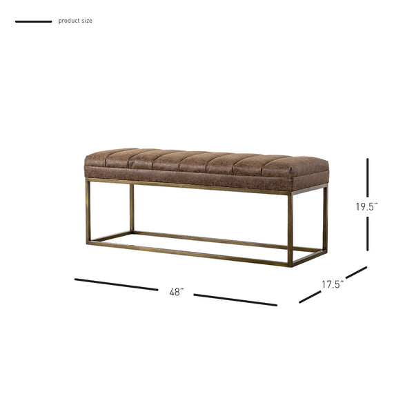 Darius Elegant Leatherette Bench with Brushed Gold Steel Frame – Versatile & Fully Assembled Seating