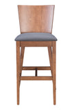 Zuo Modern Ambrose 100% Polyester, MDF, Rubberwood Scandinavian Commercial Grade Barstool Set - Set of 2 Walnut, Dark Gray 100% Polyester, MDF, Rubberwood